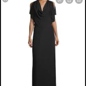 Halston Heritage cowl neck split sleeve gown